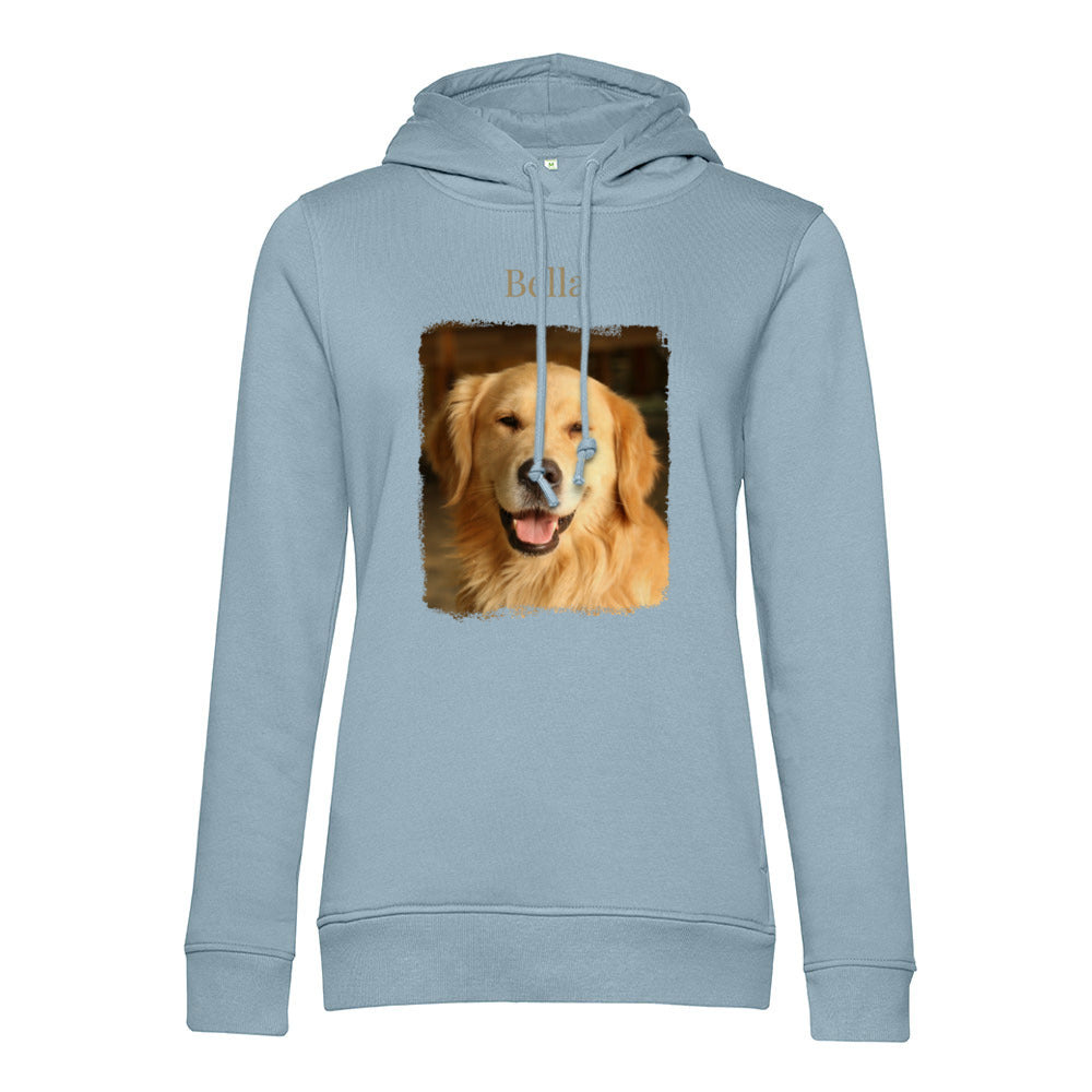 Personalisiertes Hunde Bio-Hoodie für Damen mit Foto