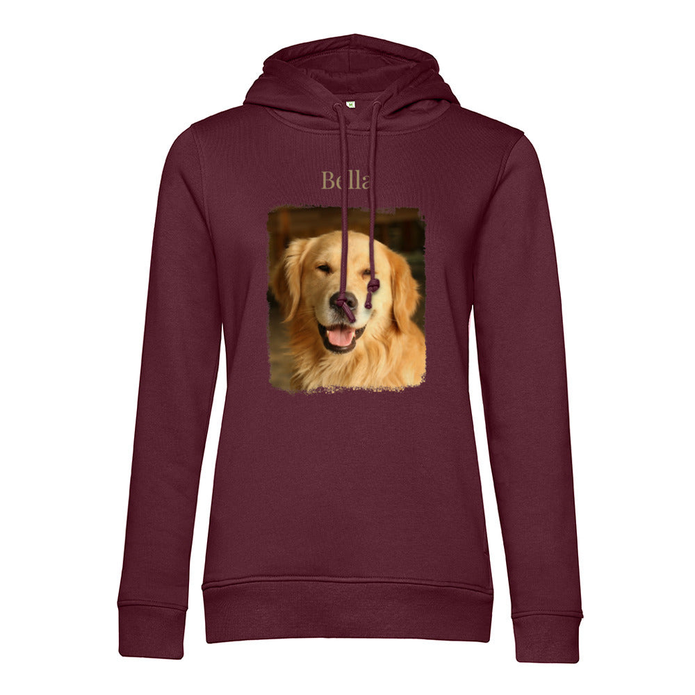 Personalisiertes Hunde Bio-Hoodie für Damen mit Foto