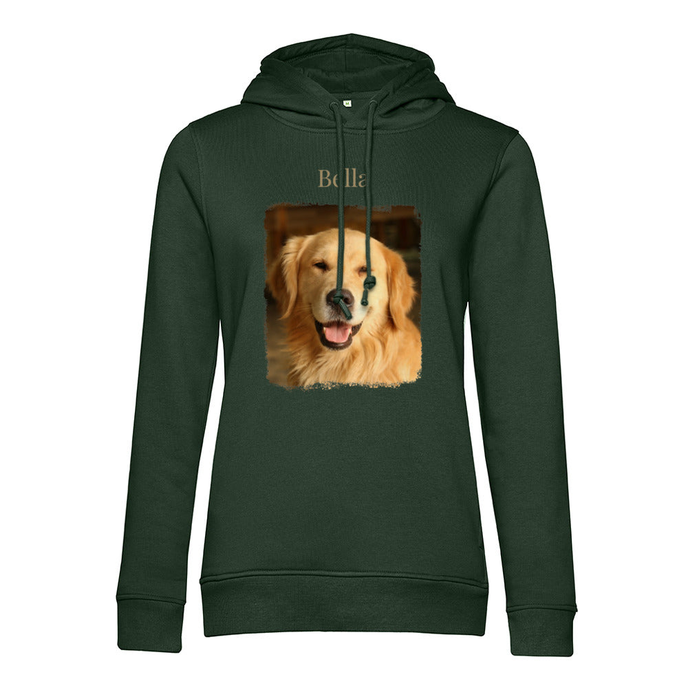 Personalisiertes Hunde Bio-Hoodie für Damen mit Foto