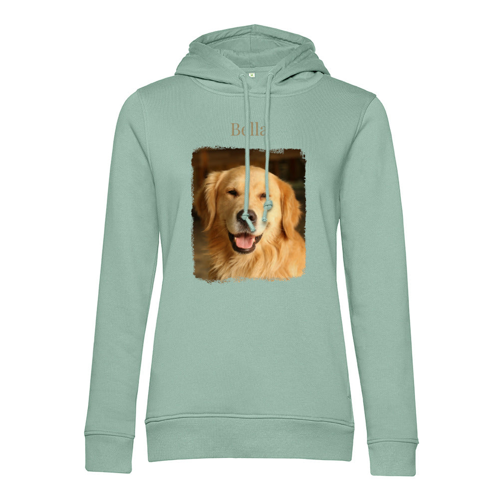 Personalisiertes Hunde Bio-Hoodie für Damen mit Foto