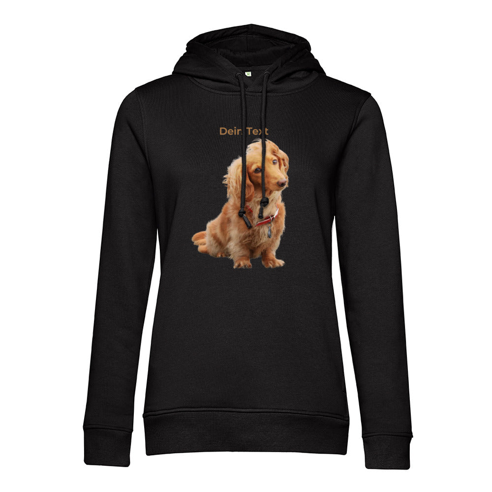 Personalisierter Hunde Hoodie für Damen mit Foto – Hintergrund wird entfernt