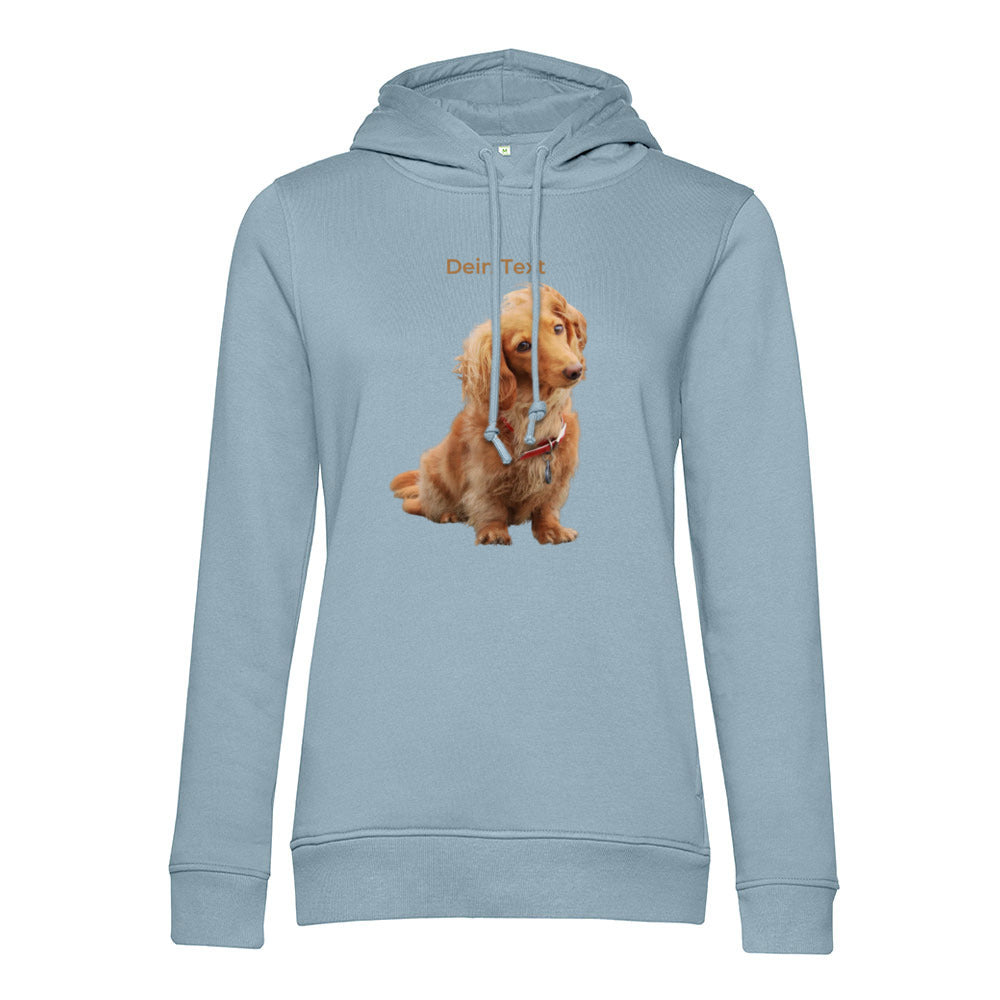 Personalisierter Hunde Hoodie für Damen mit Foto – Hintergrund wird entfernt