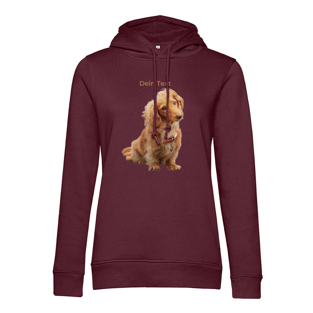 Personalisierter Hunde Hoodie für Damen mit Foto – Hintergrund wird entfernt