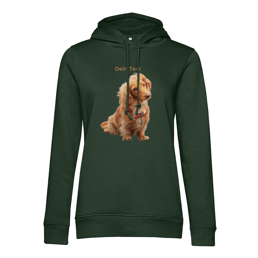 Personalisierter Hunde Hoodie für Damen mit Foto – Hintergrund wird entfernt