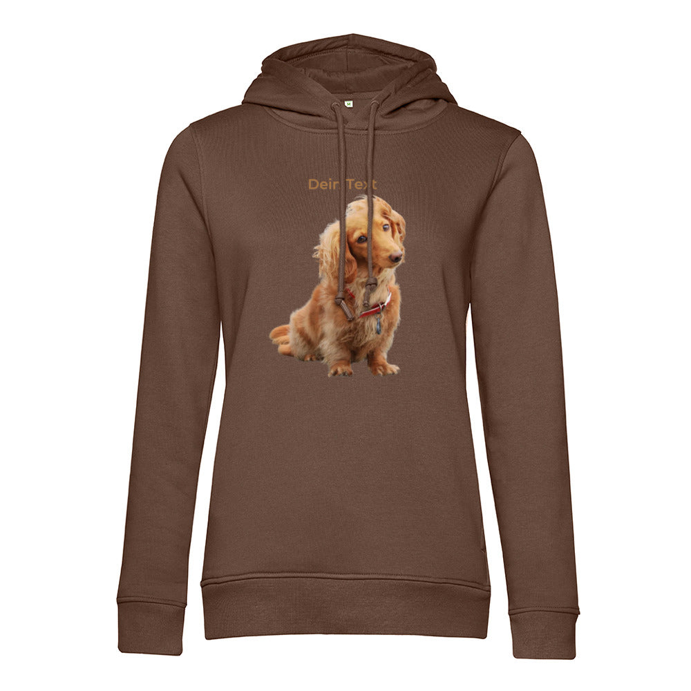 Personalisierter Hunde Hoodie für Damen mit Foto – Hintergrund wird entfernt