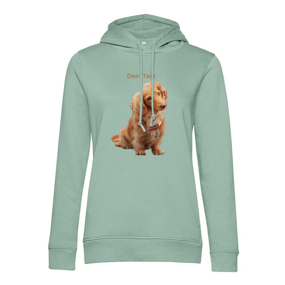 Personalisierter Hunde Hoodie für Damen mit Foto – Hintergrund wird entfernt