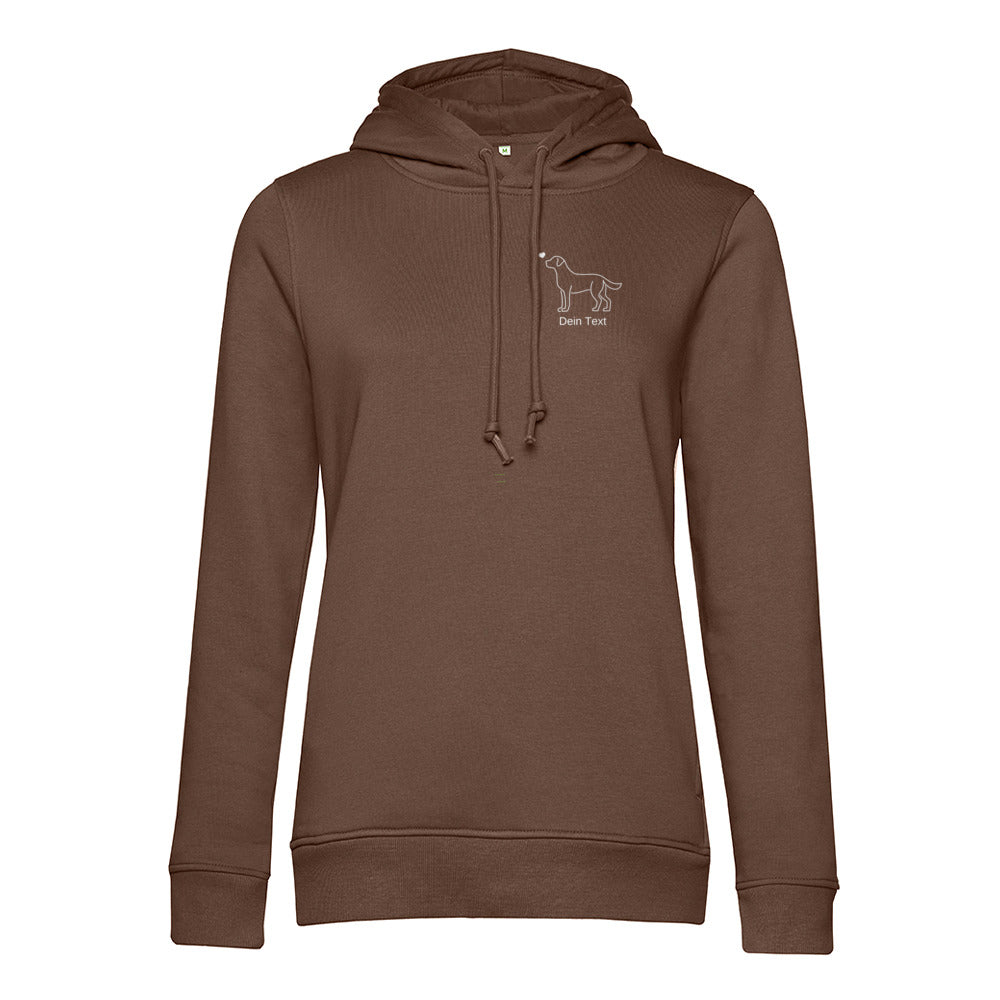 Labrador mit Herz- Bio-Hoodie für Damen-Dein Wunschtext
