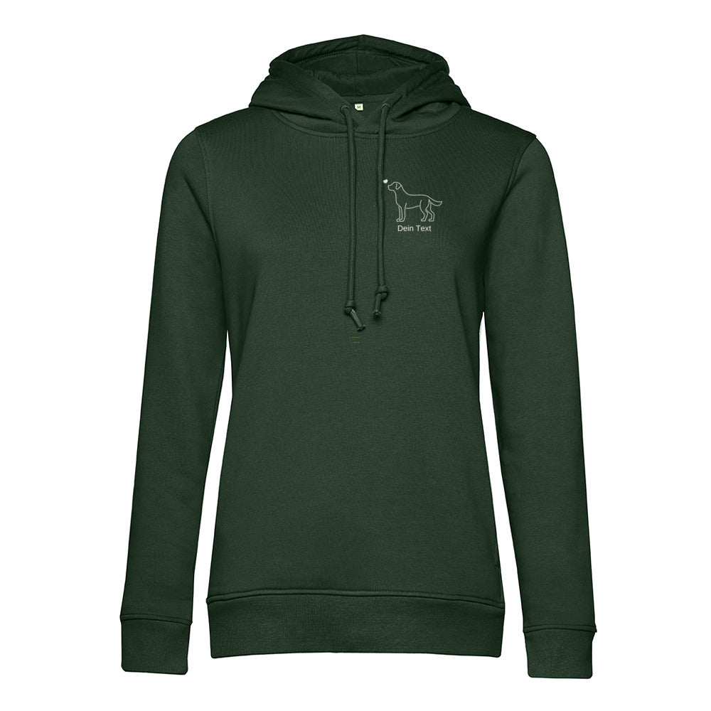 Labrador mit Herz- Bio-Hoodie für Damen-Dein Wunschtext