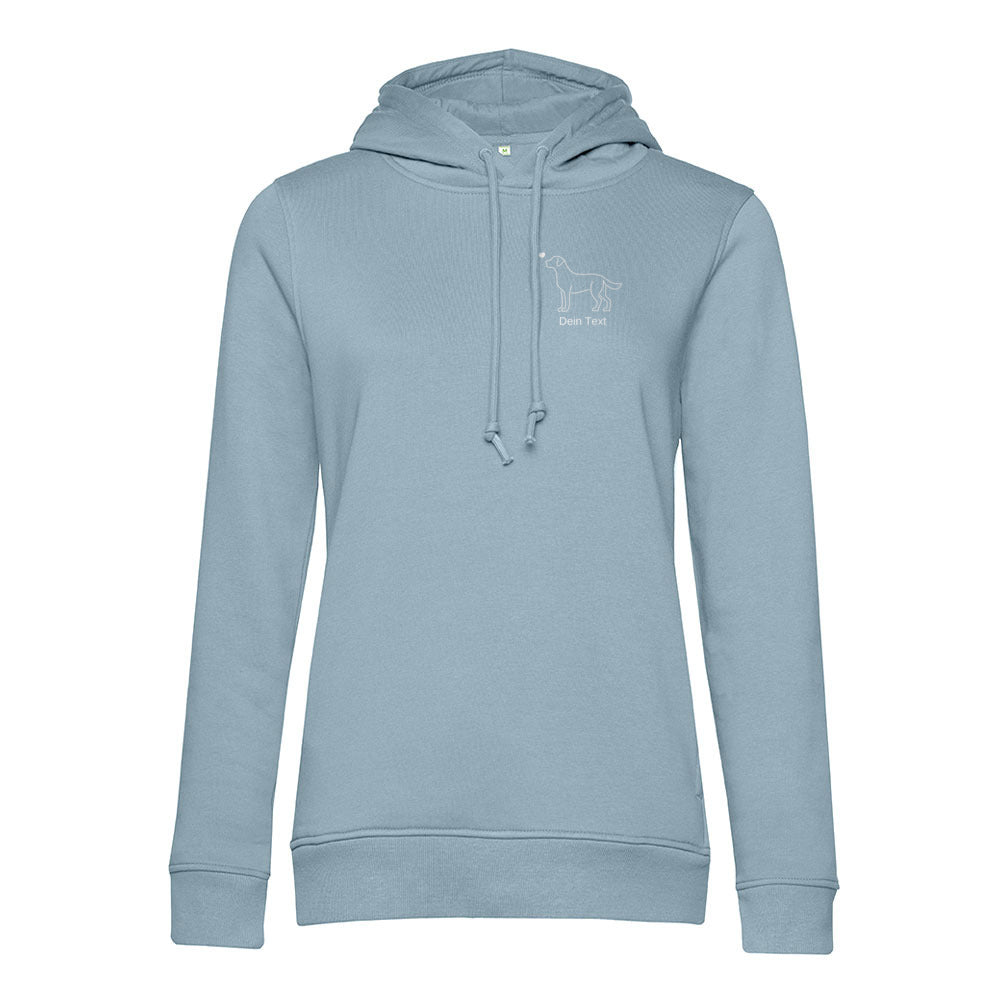 Labrador mit Herz- Bio-Hoodie für Damen-Dein Wunschtext