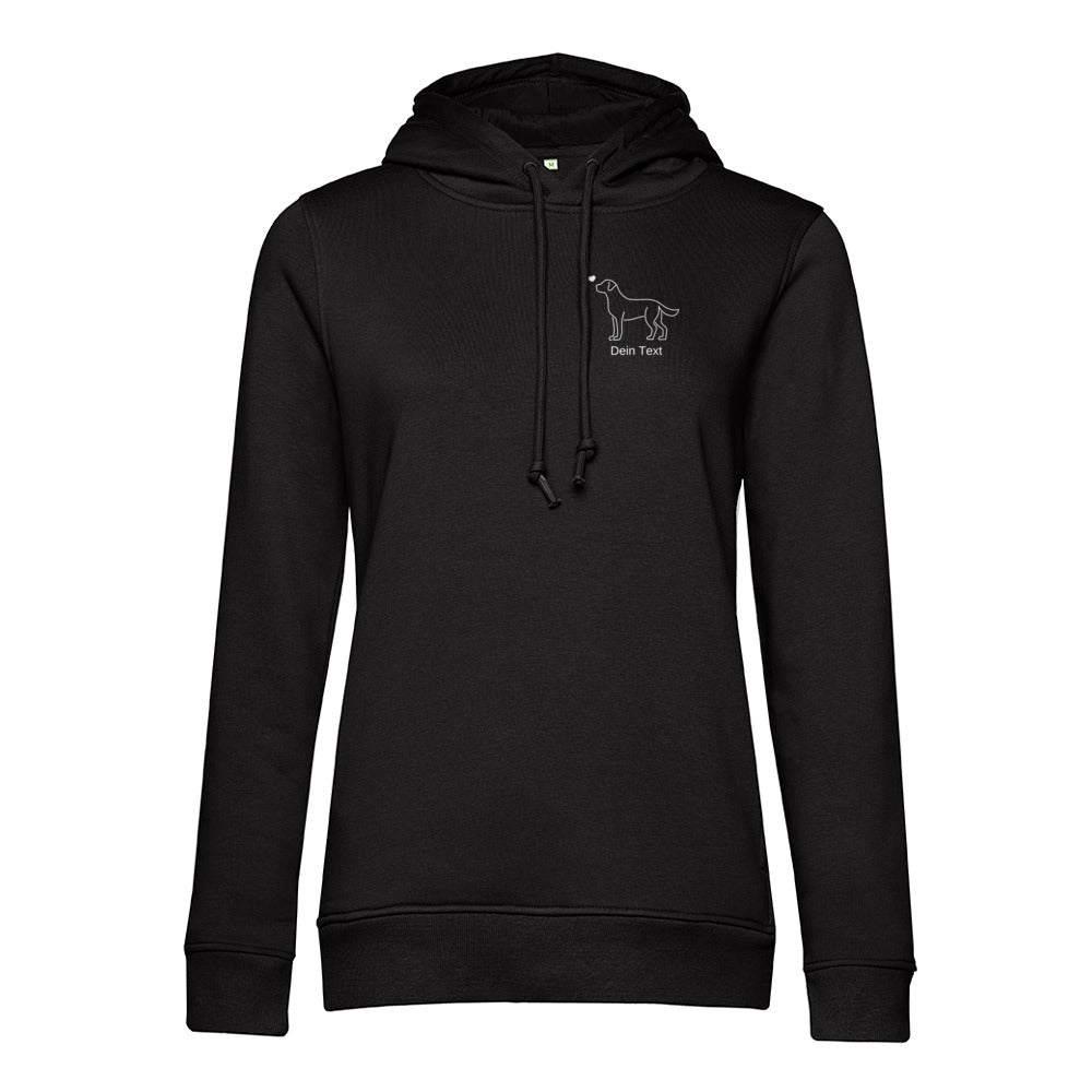 Labrador mit Herz- Bio-Hoodie für Damen-Dein Wunschtext