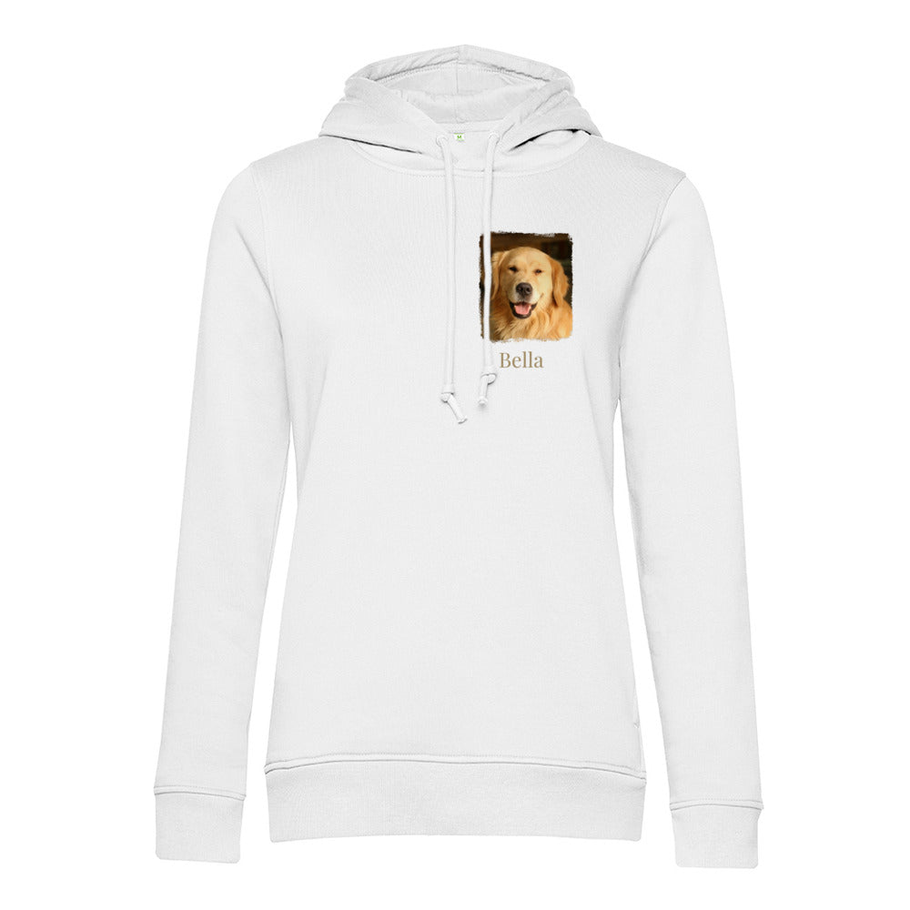 Hunde Bio-Hoodie für Damen mit Foto & Name | Personalisiert
