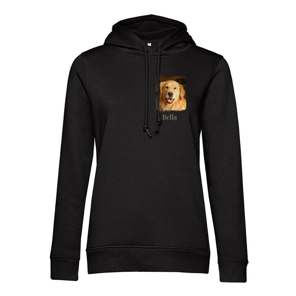Hunde Bio-Hoodie für Damen mit Foto & Name | Personalisiert