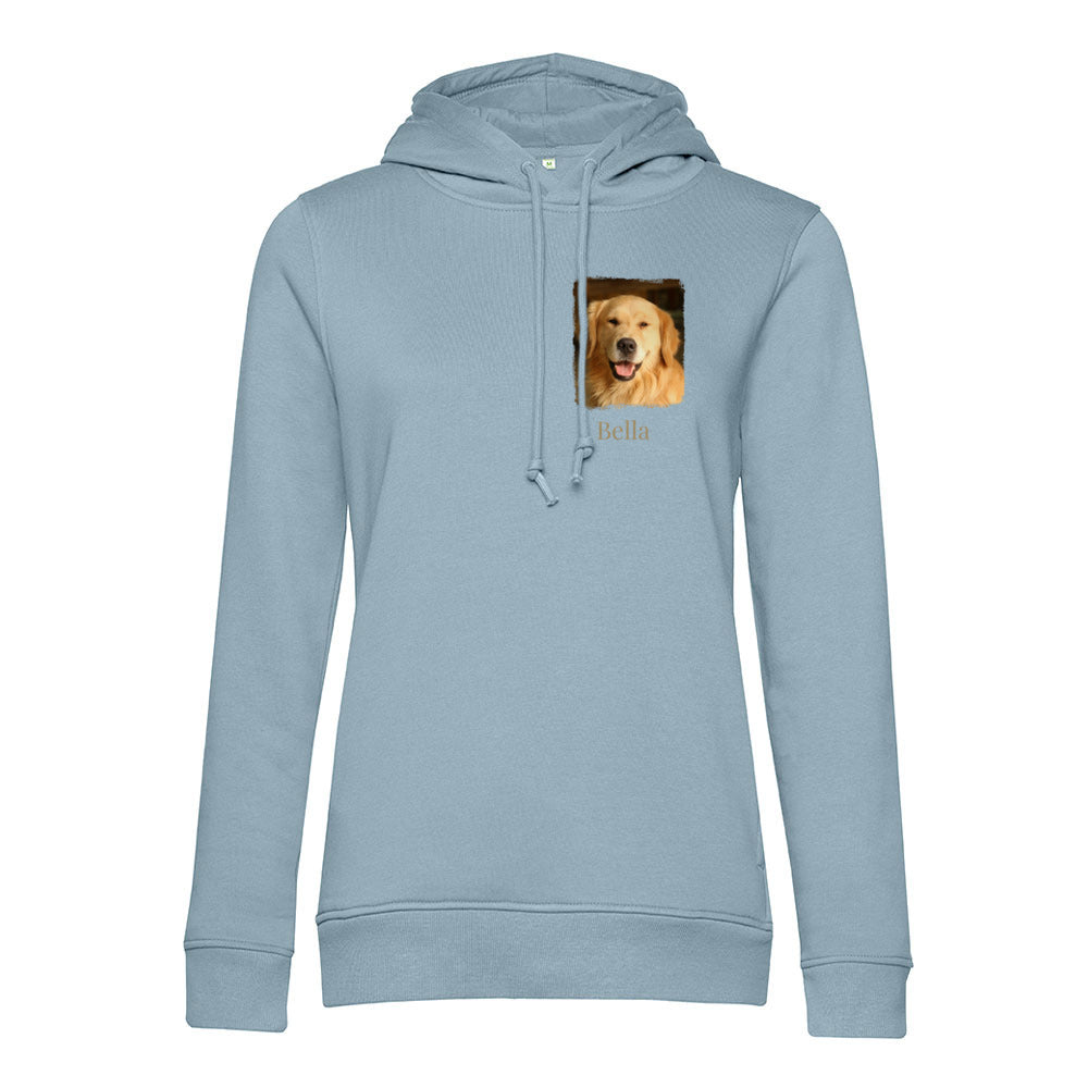 Hunde Bio-Hoodie für Damen mit Foto & Name | Personalisiert
