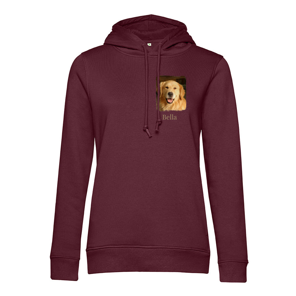 Hunde Bio-Hoodie für Damen mit Foto & Name | Personalisiert