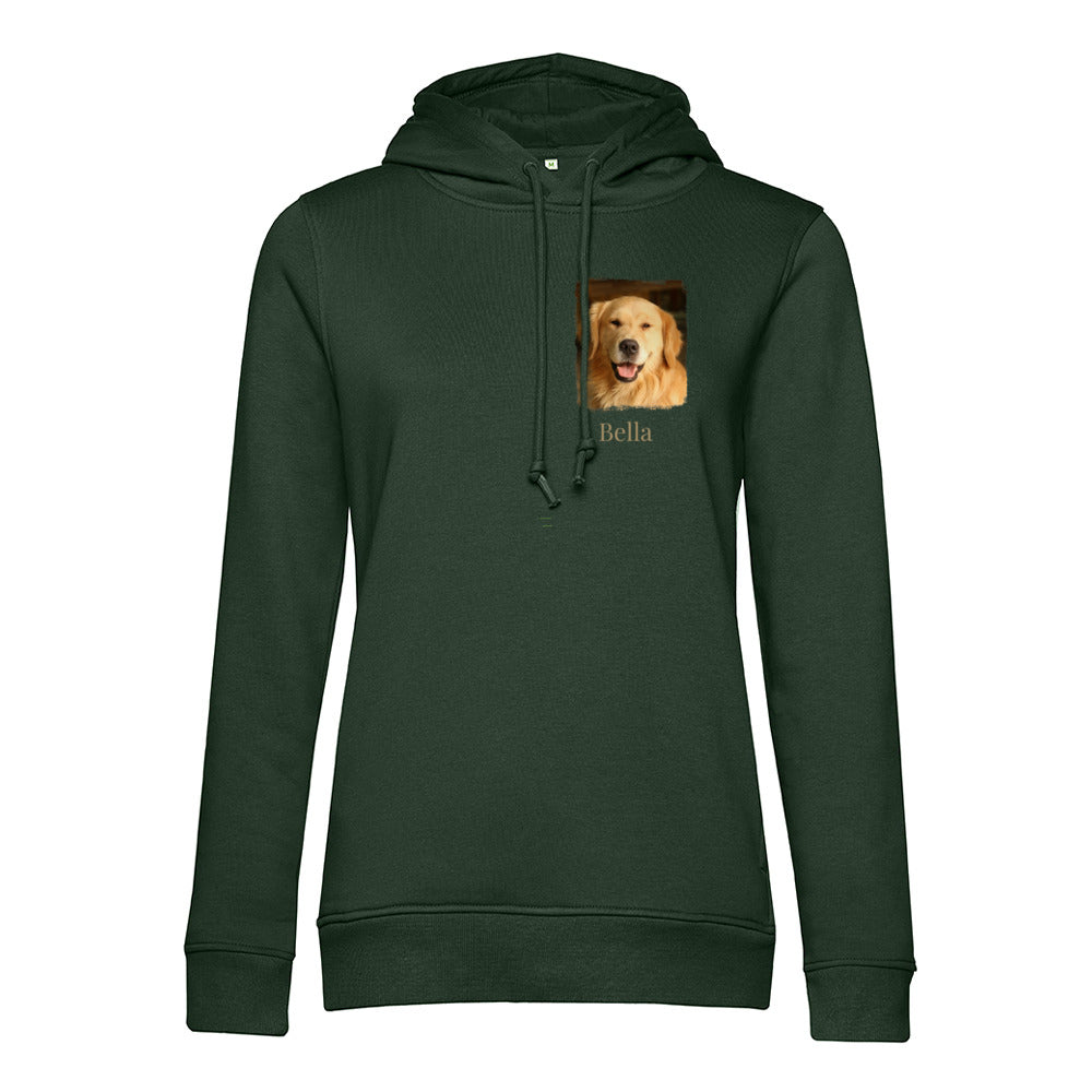 Hunde Bio-Hoodie für Damen mit Foto & Name | Personalisiert