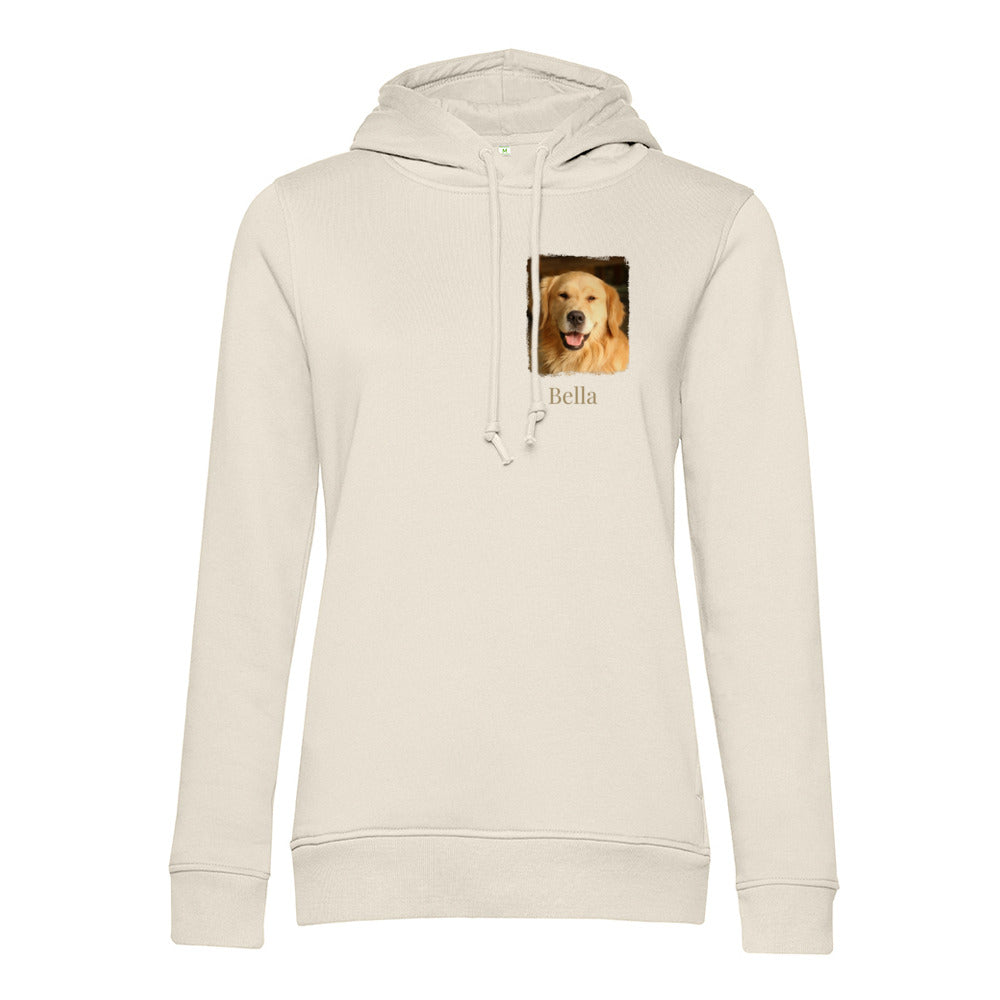 Hunde Bio-Hoodie für Damen mit Foto & Name | Personalisiert