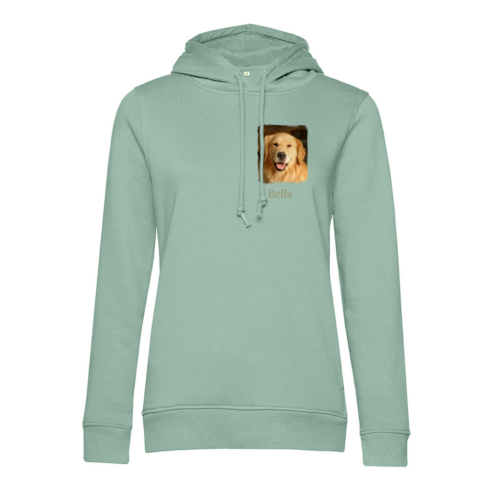 Hunde Bio-Hoodie für Damen mit Foto & Name | Personalisiert