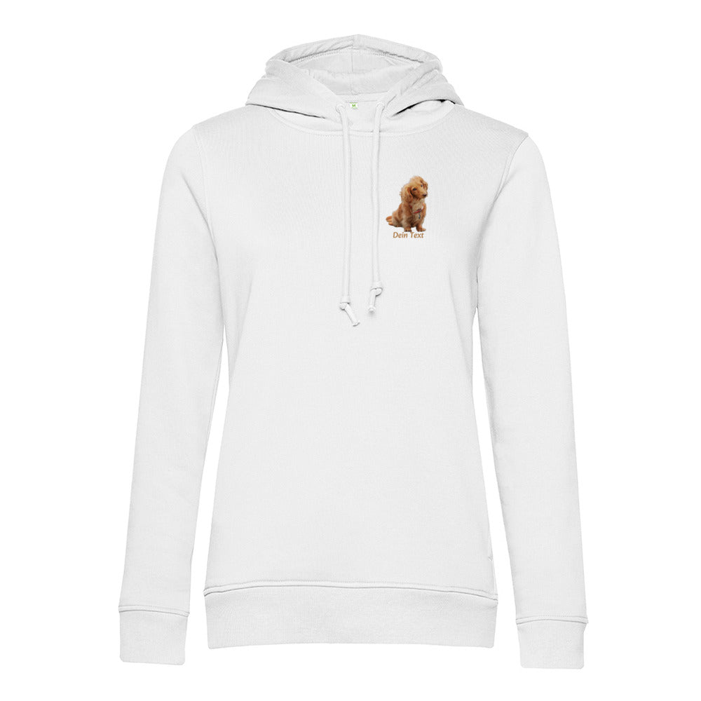 Personalisiertes Hunde Bio-Hoodie für Damen mit Foto | Brustdruck