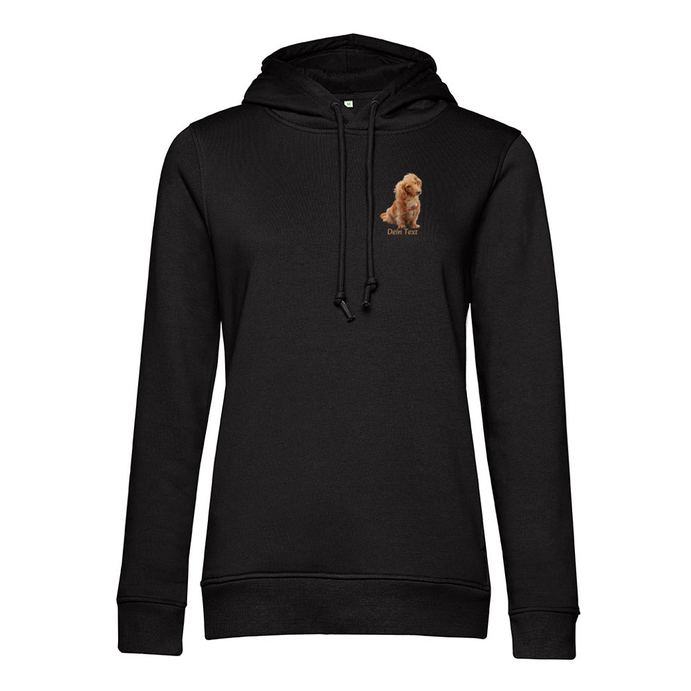 Personalisiertes Hunde Bio-Hoodie für Damen mit Foto | Brustdruck