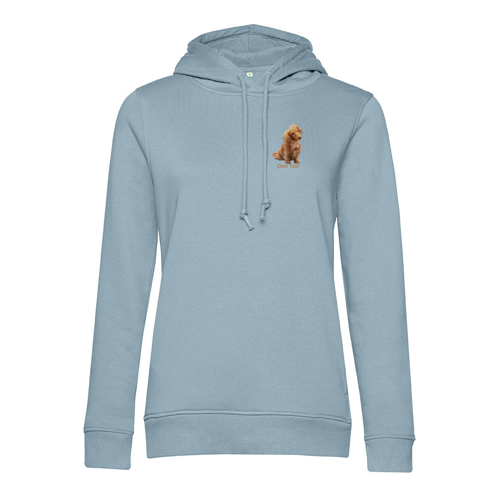 Personalisiertes Hunde Bio-Hoodie für Damen mit Foto | Brustdruck