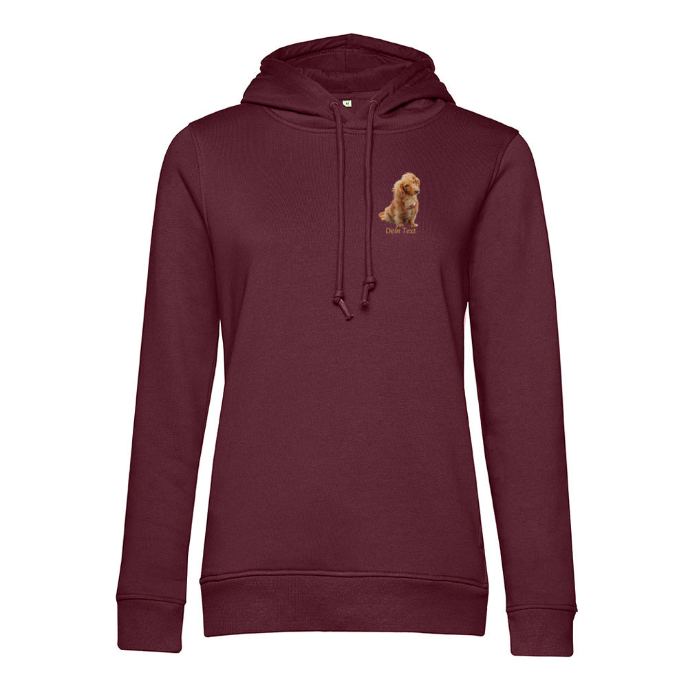 Personalisiertes Hunde Bio-Hoodie für Damen mit Foto | Brustdruck