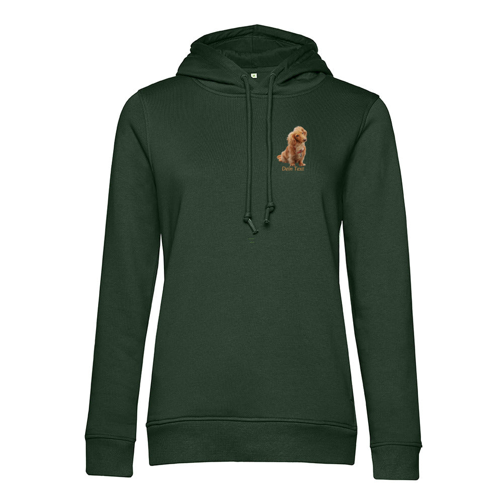 Personalisiertes Hunde Bio-Hoodie für Damen mit Foto | Brustdruck