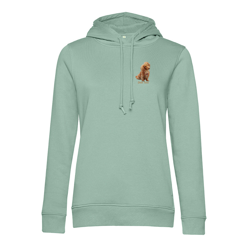 Personalisiertes Hunde Bio-Hoodie für Damen mit Foto | Brustdruck