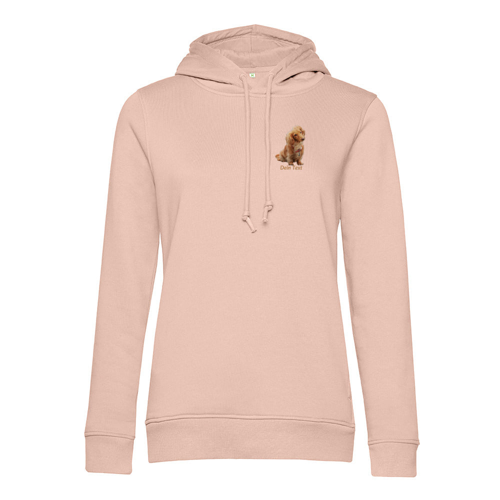 Personalisiertes Hunde Bio-Hoodie für Damen mit Foto | Brustdruck