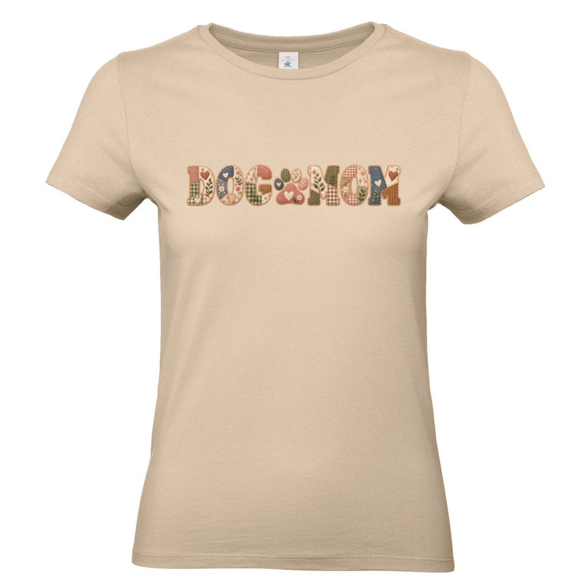 DOG MOM Damen T-Shirt – Liebe auf vier Pfoten im Patchwork-Look