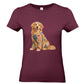 Golden Retriever Damen T-Shirt – Patchwork-Look mit Herz