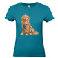 Golden Retriever Damen T-Shirt – Patchwork-Look mit Herz