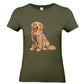 Golden Retriever Damen T-Shirt – Patchwork-Look mit Herz
