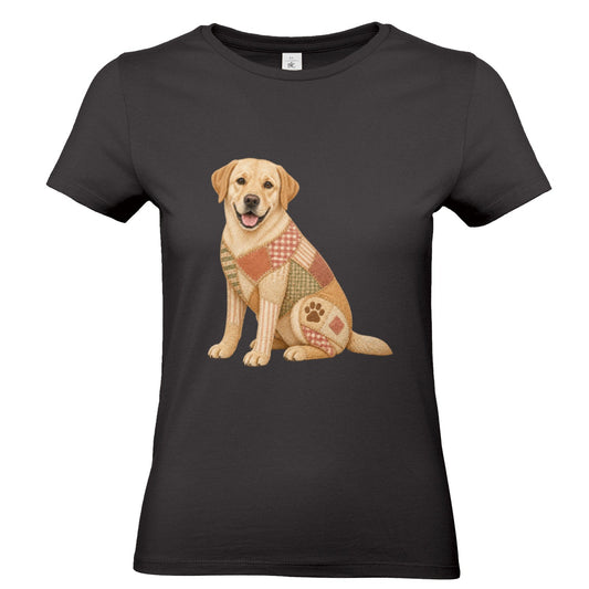Labrador Damen T-Shirt – Hundeliebe im Vintage-Patchwork-Look mit Herz