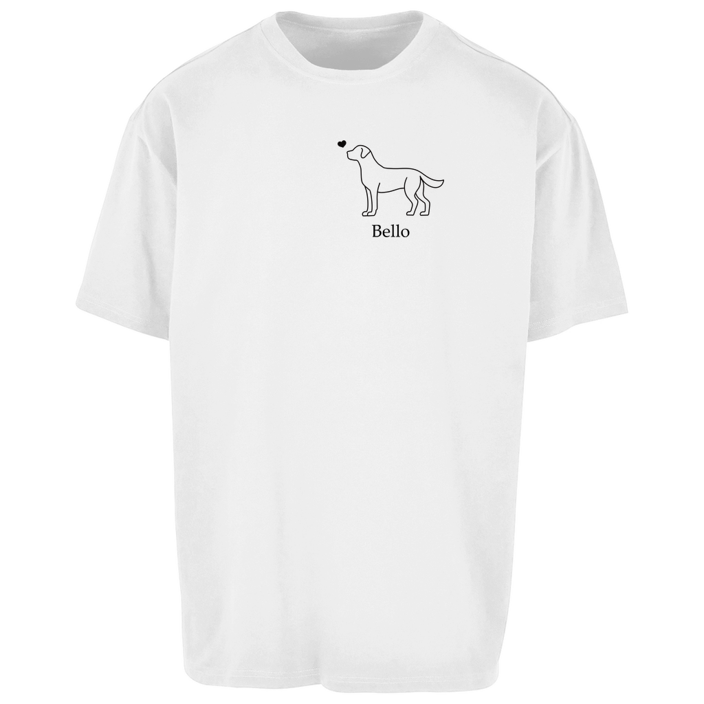 Labrador mit Herz - Oversize T-Shirt Unisex - Dein Wunschtext