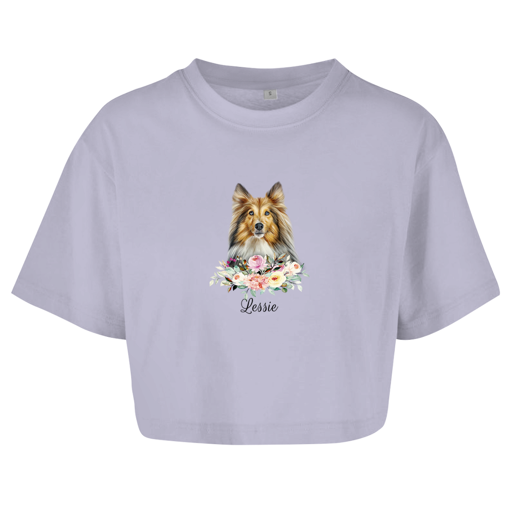 Flower Sheltie - Oversize Crop Top - Dein Wunschtext