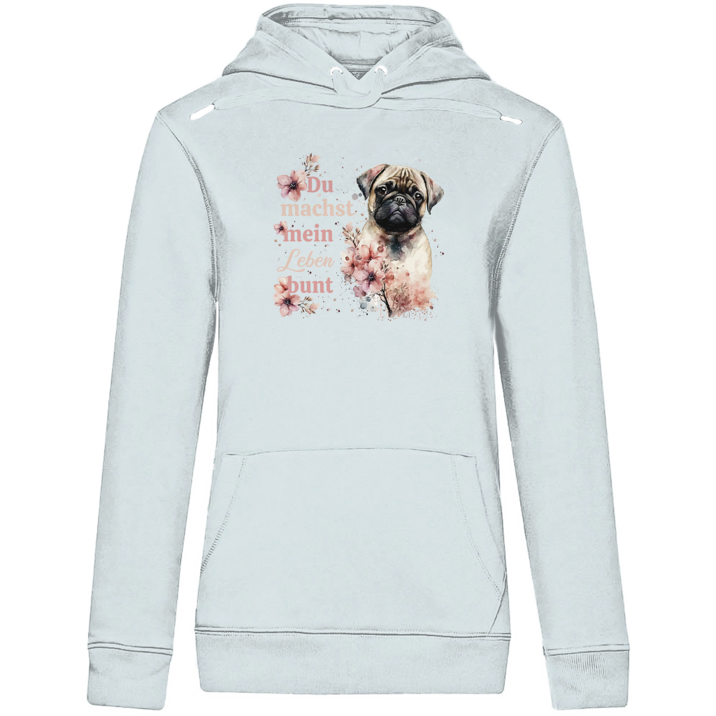 Pastell Mops - Bio-Hoodie für Damen