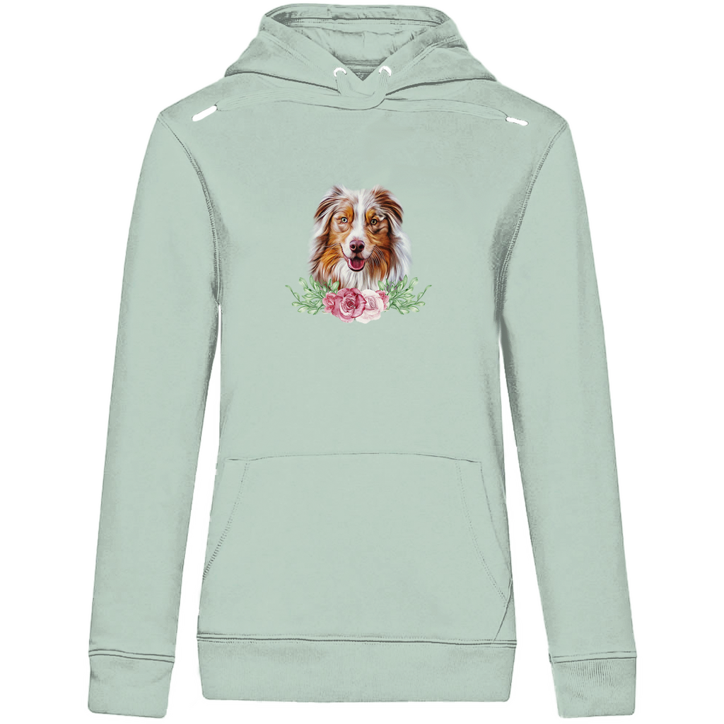 Flower Australian Shepherd - Bio-Hoodie für Damen