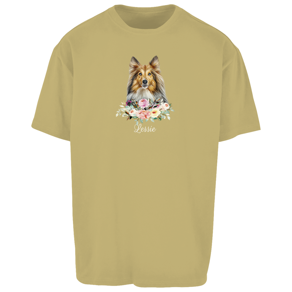 Flower Sheltie - Oversize T-Shirt Unisex - Dein Wunschtext