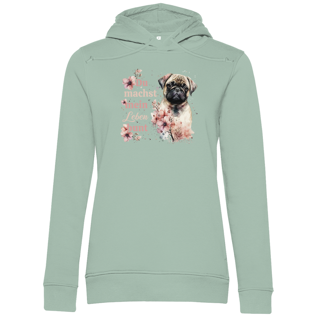 Pastell Mops - Bio-Hoodie für Damen