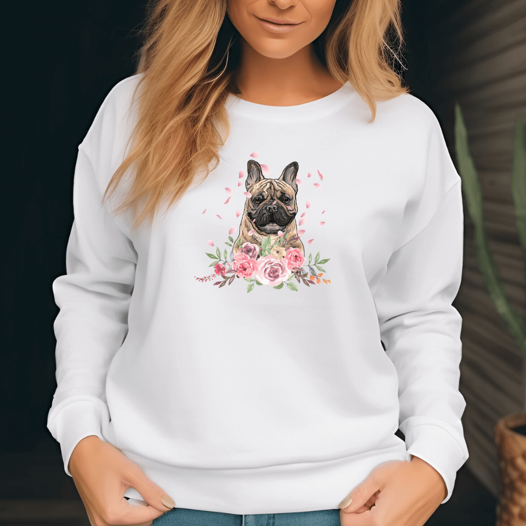 Flower Französische Bulldogge - Sweatshirt für Damen