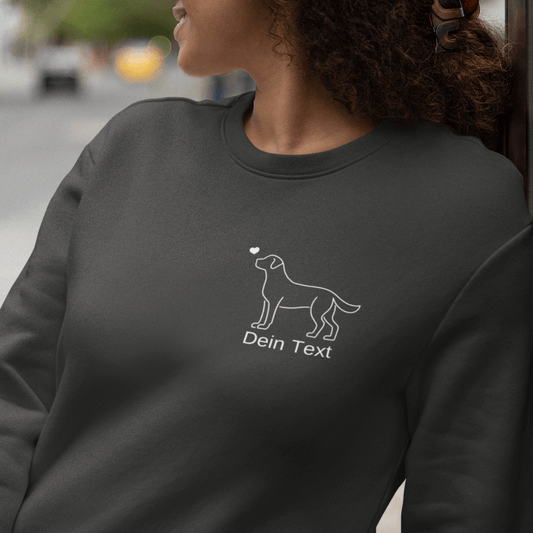 Labrador mit Herz- Bio-Sweatshirt für Damen-Dein Wunschtext