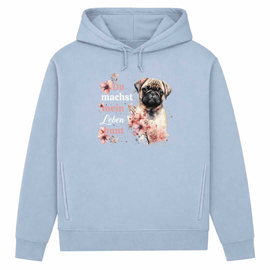 Pastell Mops – Hoodie aus Bio-Baumwolle für Damen