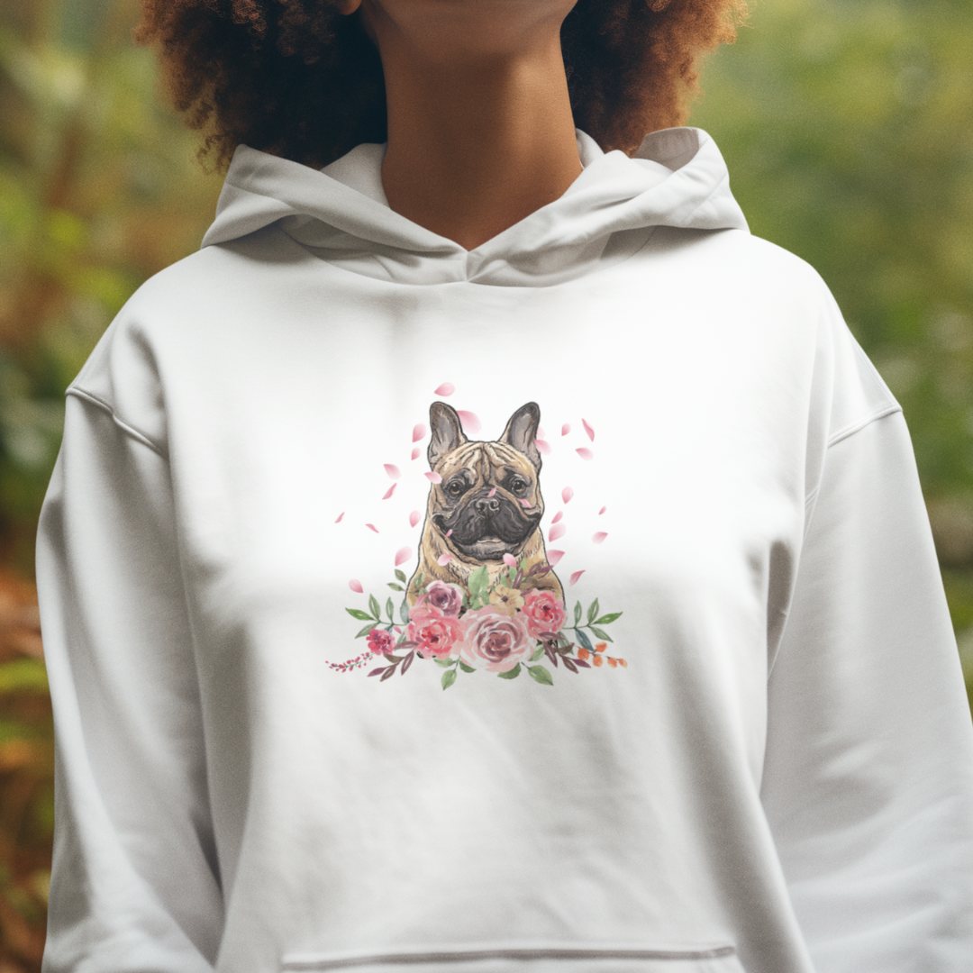 Flower Französische Bulldoge - Bio-Hoodie für Damen