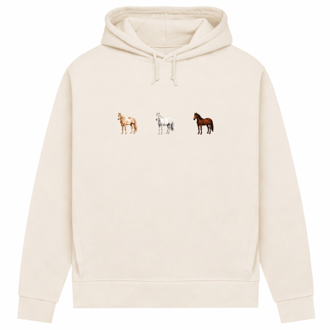 Pferde Trio – Hoodie aus Bio-Baumwolle für Damen