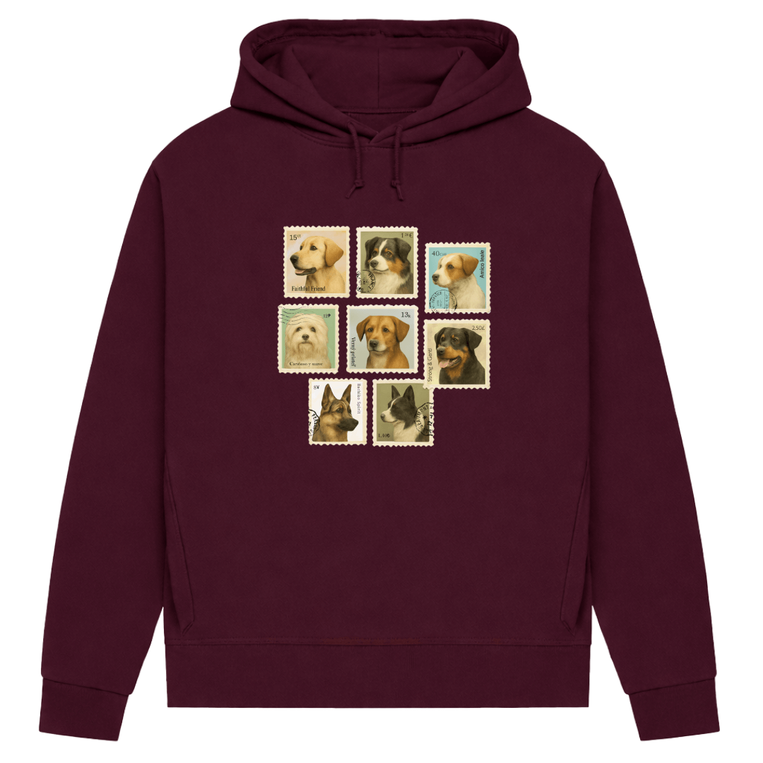 Briefmarken – Hoodie aus Bio-Baumwolle für Damen