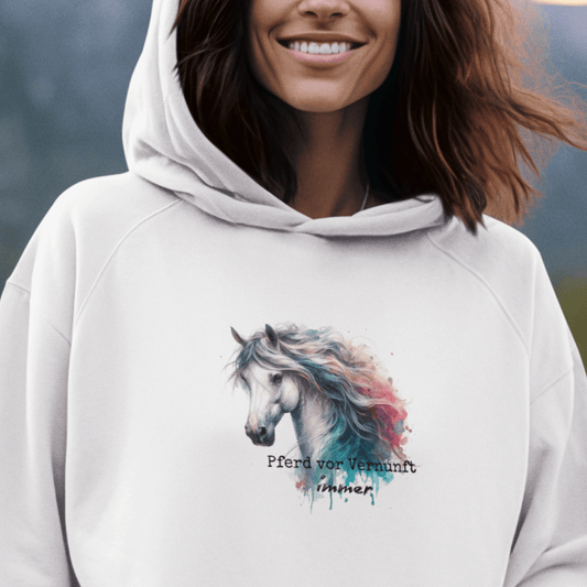 Pferd vor Vernunft - Bio-Hoodie für Damen