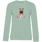 Flower Französische Bulldoge- Bio-Sweatshirt für Damen-Dein Wunschtext