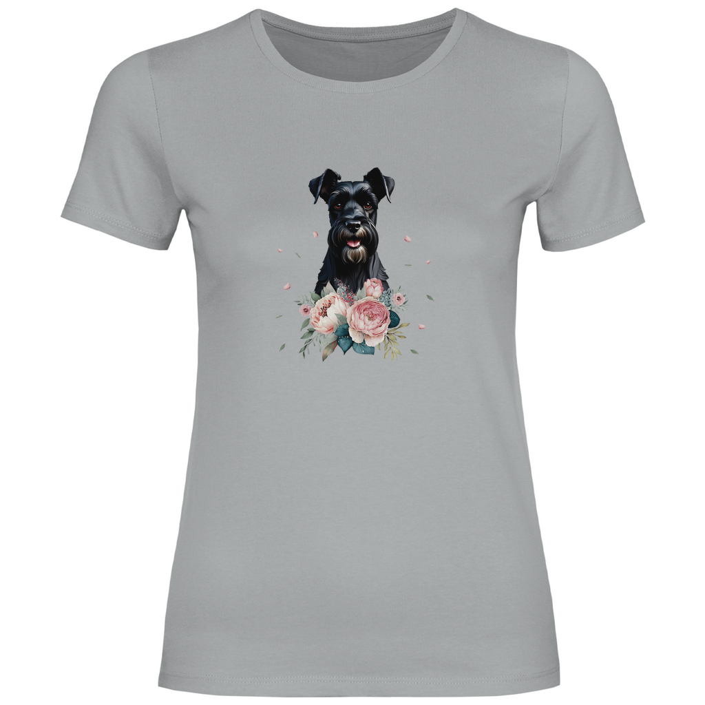 Damen T-Shirt Flower Schnauzer