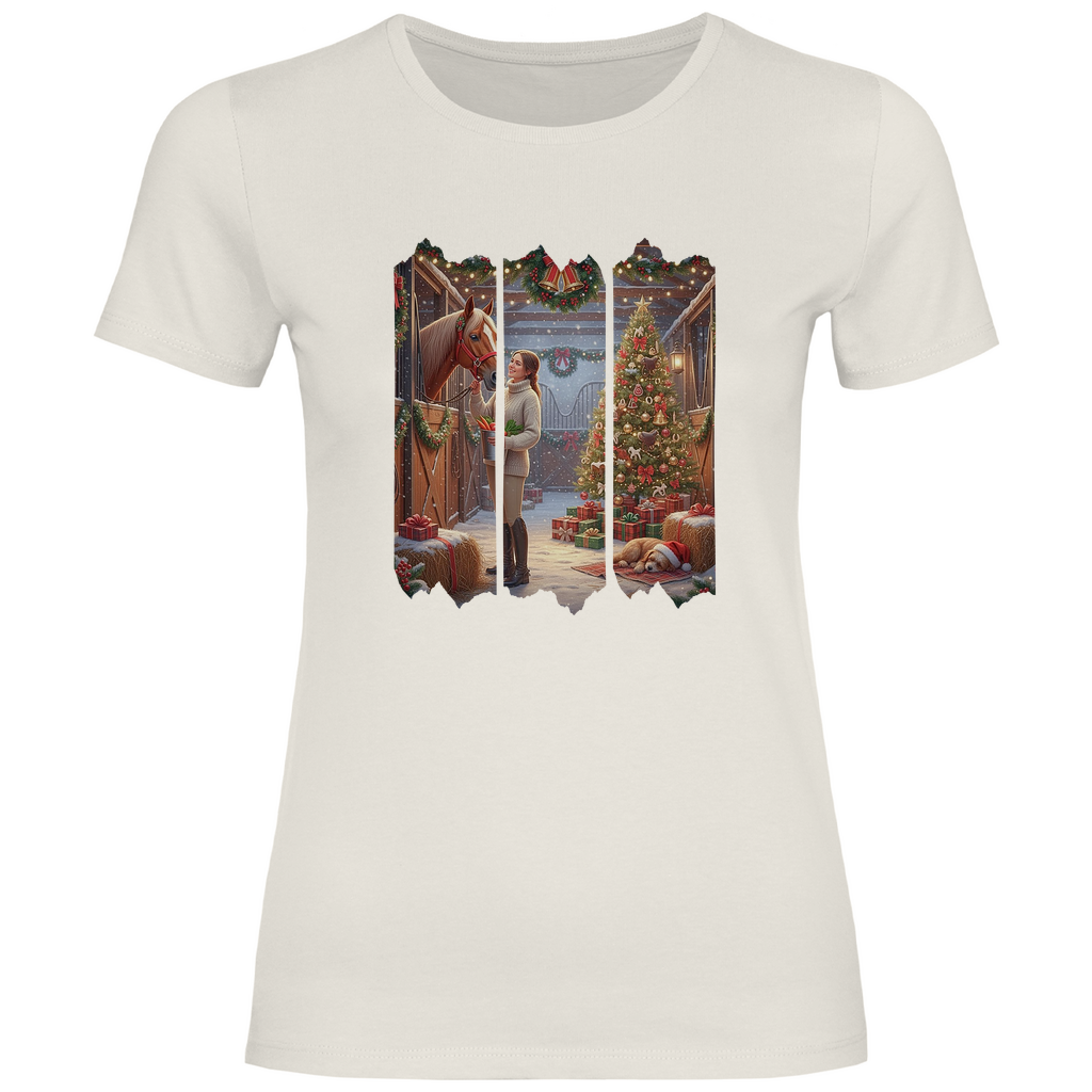Weihnachtszauber im Stall - T-Shirt für Damen
