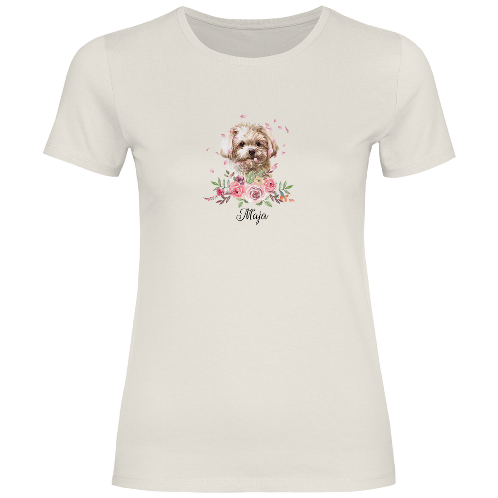 Flower Malteser - T-Shirt für Damen - Dein Wunschtext